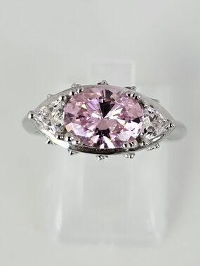 Vintage Victoria Wieck Sapphire & Diamond Simulant Ring Sterling Silver Sz 8